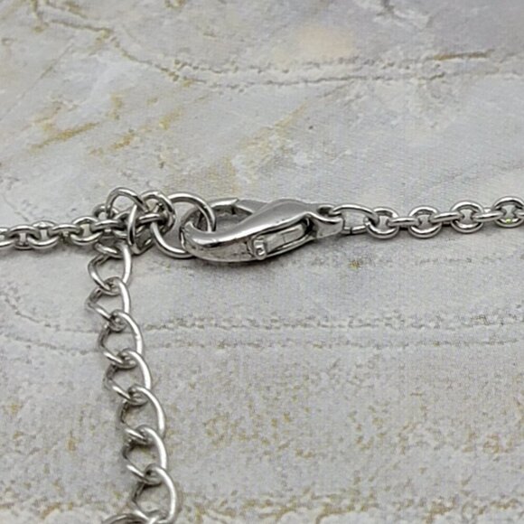 Cookie Lee Silver Tone Blue Moonstone Dangle Charm Y-Drop Necklace 17 Inch - Picture 7 of 9